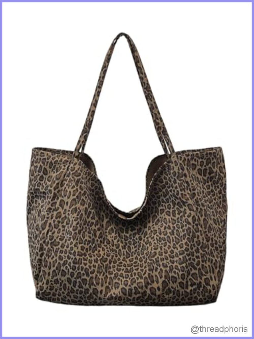 Leopard Cheetah Print Oversize Shoulder Tote Bag Double Handle
